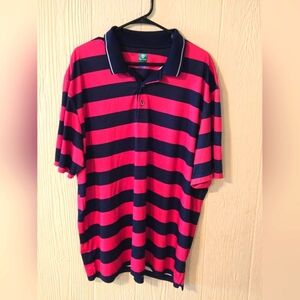 Pro Tour Mens Golf Polo Shirt Coolplay Pink Navy Blue Stripes Size 2XL